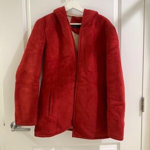 red velvet winter coat wool XS